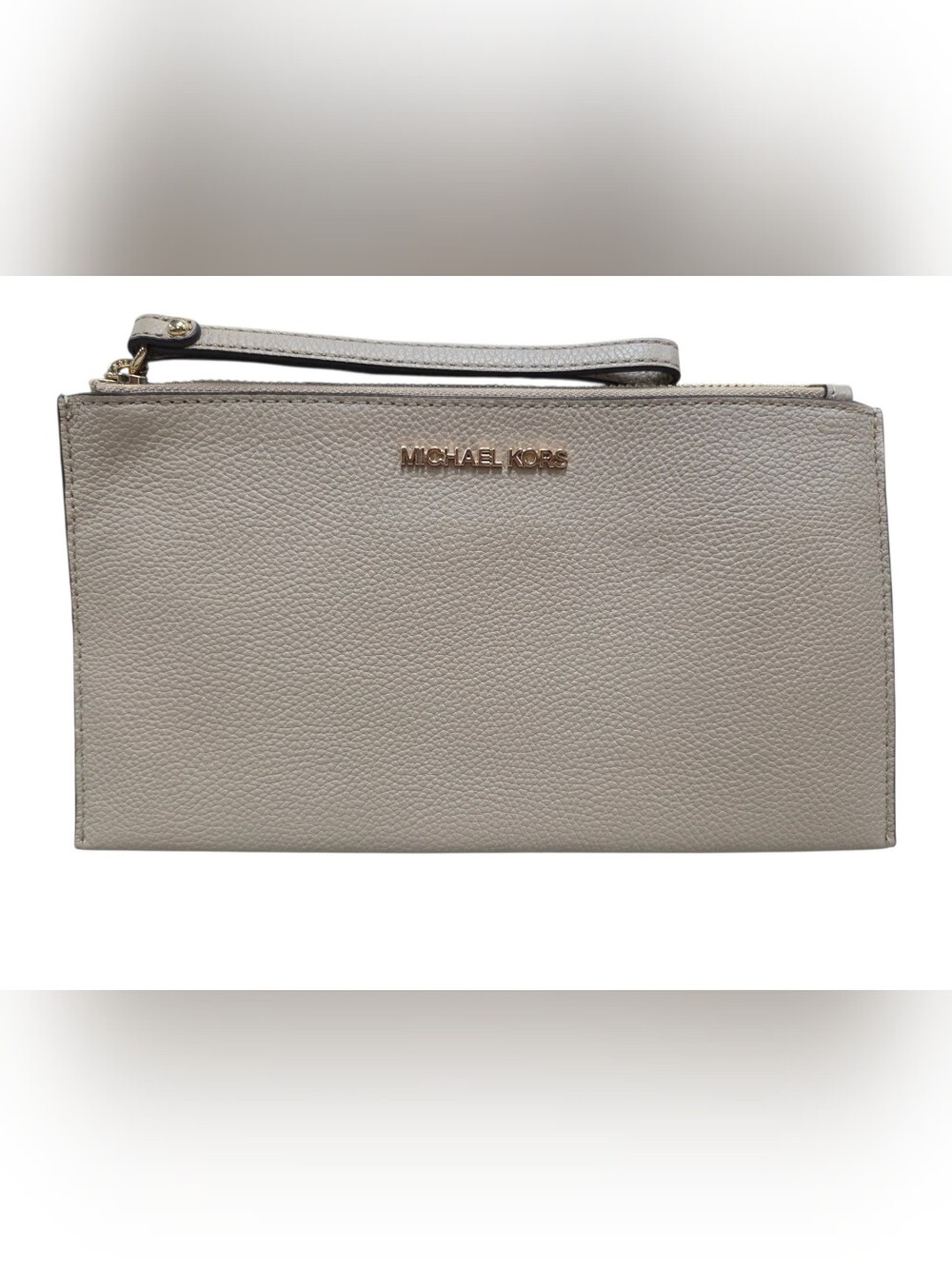 Michael Kors Pebbled Leather Wristlet in Taupe